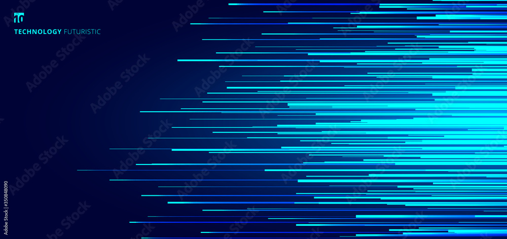 Fototapeta Abstract glowing blue horizontal lines pattern on dark background