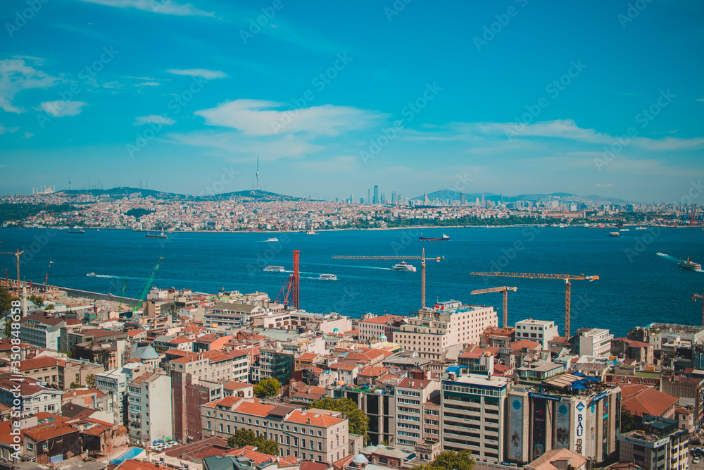 Istanbul Bosphorus cityscape from Galata Tower