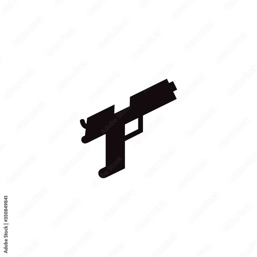 Gun icon. Pistol, handgun sign. Firearm symbol. Police weapon.