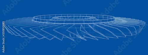 Turbine wheel concept outline. Vector