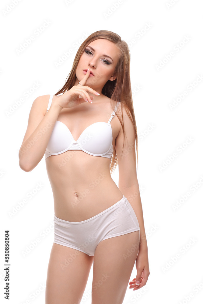 Obraz premium woman with a slim figure in white lingerie