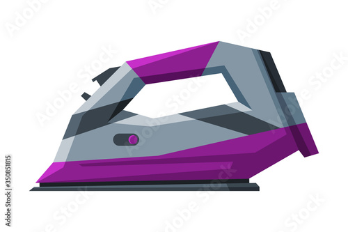 Modern Wireless Iron Household Appliance, Ironing Clothes Device Vector Illustration