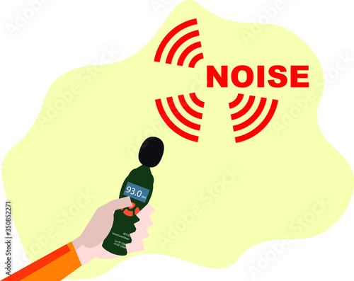 Hand holding sound level meter used for noise monitoring detect how much decibel the noise producing