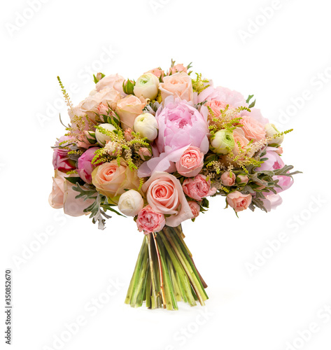 classic wedding bouquet of delicate roses