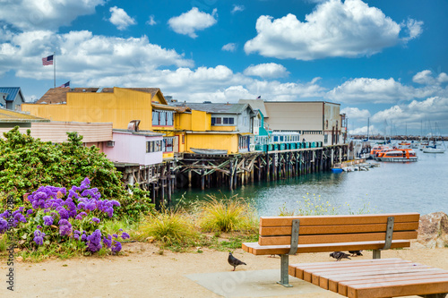 Colorful buildings on the old boardwalk in Monterey California photo