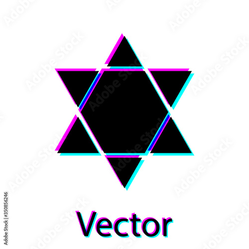 Black Star of David icon isolated on white background. Jewish religion symbol. Symbol of Israel. Vector