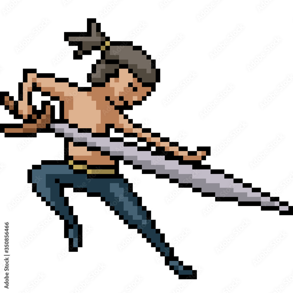 vector pixel art isolated kungfu swordman vector pixel art isolated kungfu swordman