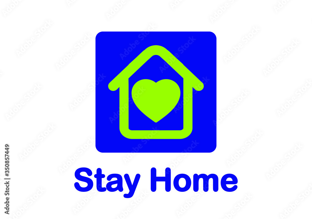 Stay at home, love. stay home, heart purple and pink color, home sticker symbol. vector