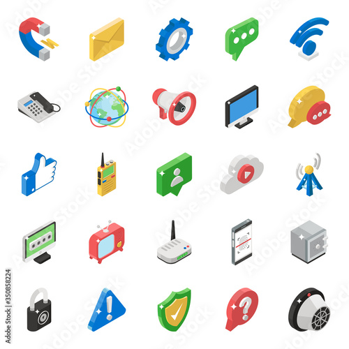 
Pack Of Networking Isometric Icons 
