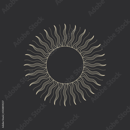 Vintage retro vintage engraving style. image of the sun and moon phases. culture of accultism. Vector graphics