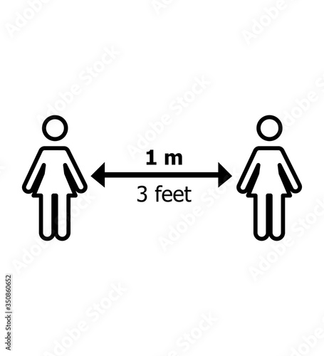 Social distancing line sign coronovirus epidemic protective equipment steps to protect yourself keep the 1 meter distance vector illustration isolated on white