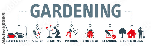 Gardening icons set and design elements