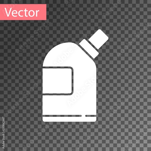 White Plastic bottles for laundry detergent, bleach, dishwashing liquid or another cleaning agent icon isolated on transparent background. Vector
