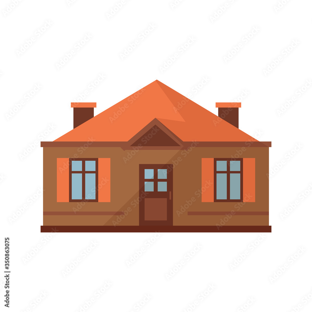 Small brown house with orange roof illustration. Home, design, architecture. Building concept. illustration can be used for topics like real estate, advertisement, house