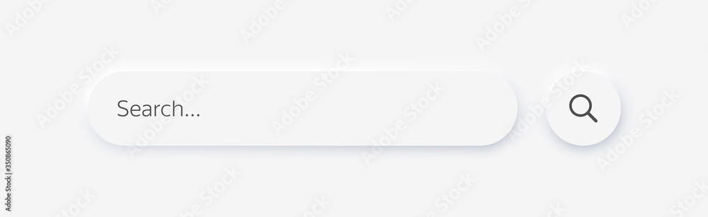 Search bar. Search window with shadow on light background, Neumorphism design. Vector illustration EPS10 Search bar. Search window with shadow on light background, Neumorphism design. Vector illustration EPS10