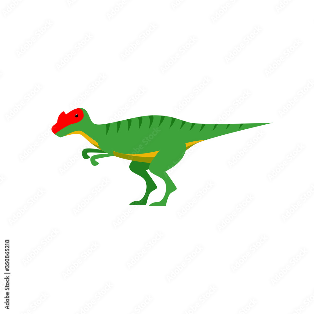 Fototapeta premium Green predatory dinosaur. Creature, colored, animal. Nature concept. illustration can be used for topics like history, school, kid books