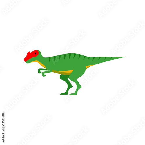 Green predatory dinosaur. Creature, colored, animal. Nature concept. illustration can be used for topics like history, school, kid books