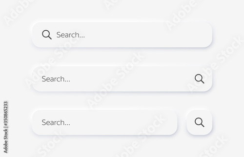 Search bar. Vector set searched navigator, Web elements for browsers, sites, mobile application and search button. Neumorphism design. Vector illustration EPS10