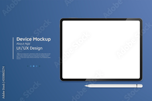 Tablet isometric perspective view. Template for infographics or presentation UI design interface. vector illustration