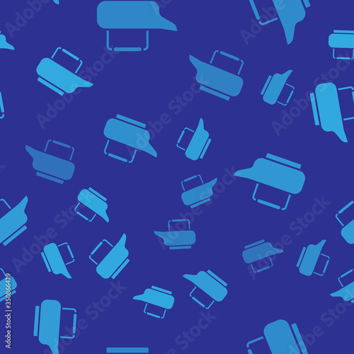 Blue Bedpan icon isolated seamless pattern on blue background. Toilet for bedridden patients. Vector