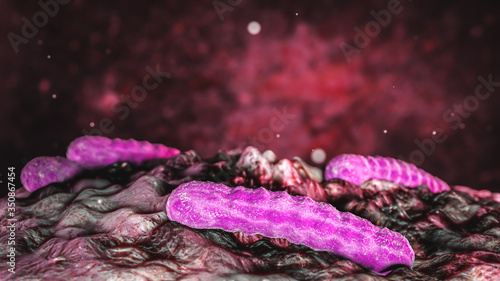 Science Photo of bacteria Lactobacillus is a genus of Gram-positive, facultative anaerobic or microaerophilic, rod-shaped, non-spore-forming bacteria 3d rendering