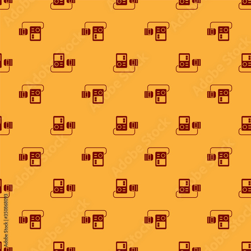 Red Blood pressure icon isolated seamless pattern on brown background. Vector