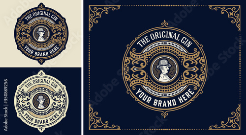Vintage Logo or Banner Layout with ornamental elements