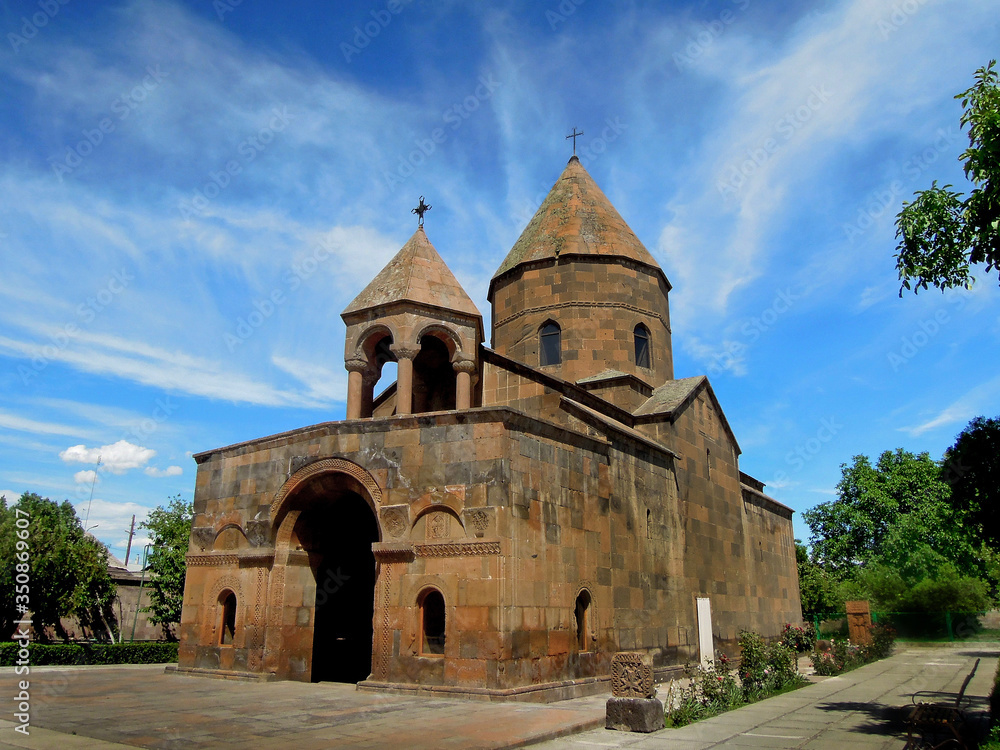 Facade of the Armenian apostolic church of Shoghakat, dedicated to the memory of early christian nun martyrs, Vagharshapat (Etchmiadzin), Armenia