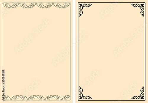 black decorative frames on a4 backgrounds - vector