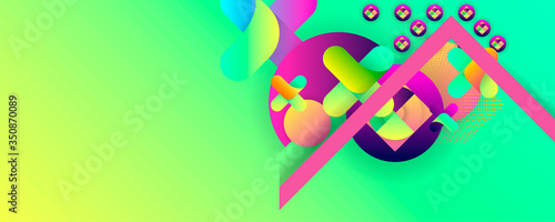 Bright juicy colors background with geometric elements, lines and dots for text, universal design, banner concept