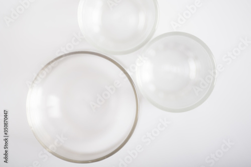 Close up above of glassware, circle shape concept design for abstract background, Top view