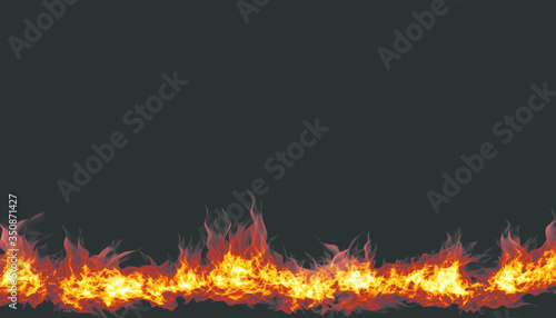 Stylish fire flames multicolor, red background 