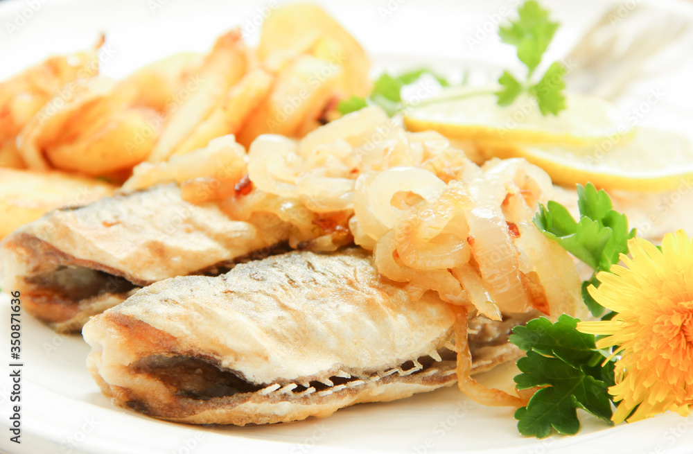 Hering Fisch frisch gebraten Grüner Hering Grün Hering Fisch frisch gebraten Grüner Hering Grün