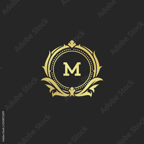 Luxury vintage ornament logo monogram crest template design vector illustration