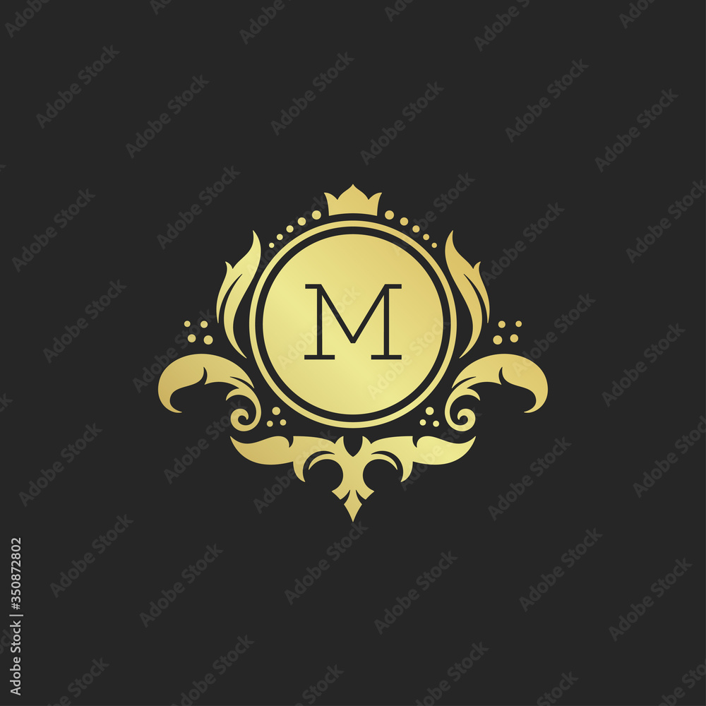 Fototapeta premium Luxury vintage ornament logo monogram crest template design vector illustration
