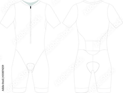 Custom Short Sleeve Triathlon Skin suit Blank Templates vector 