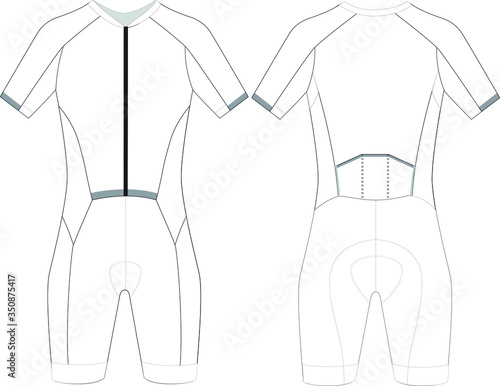 Short Sleeve Custom Cycling Skin suit Blank Templates Vector 