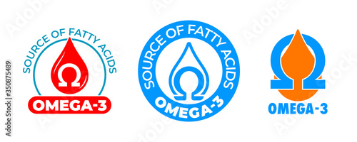 Omega 3 icon, vitamin and fish oil drop, fatty acid capsule, essential polyunsaturated acids. Omega 3 sign for dietary supplement and healthy nutrition