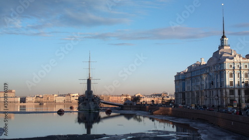 view of the neva river and st petersburg at sunset