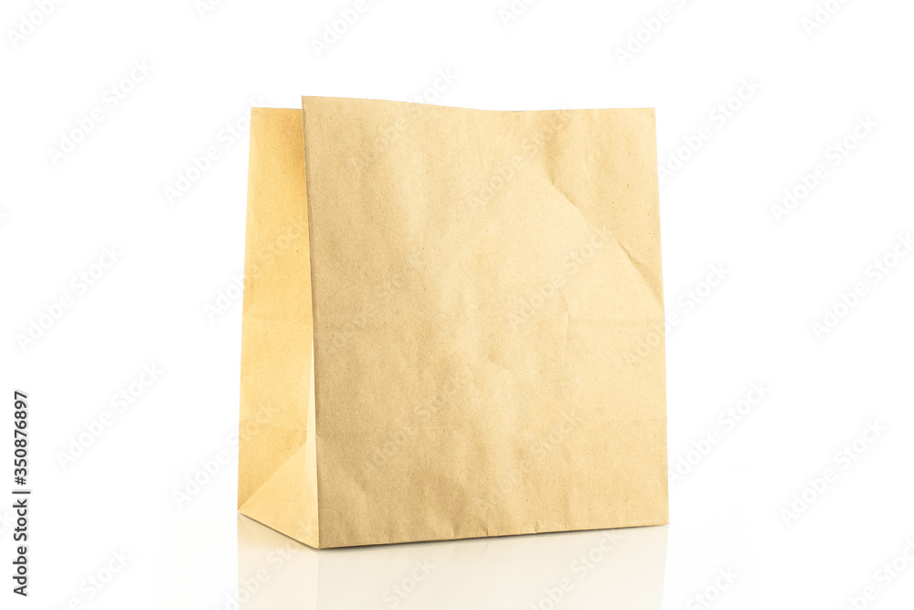 Craft bag for food on white backgroung, paper pack of carton, storage, blank, white package box Craft bag for food on white backgroung, paper pack of carton, storage, blank, white package box