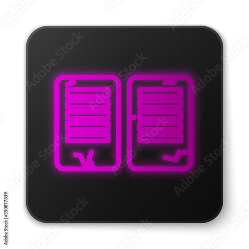 Glowing neon line The commandments icon isolated on white background. Gods law concept. Black square button. Vector Illustration