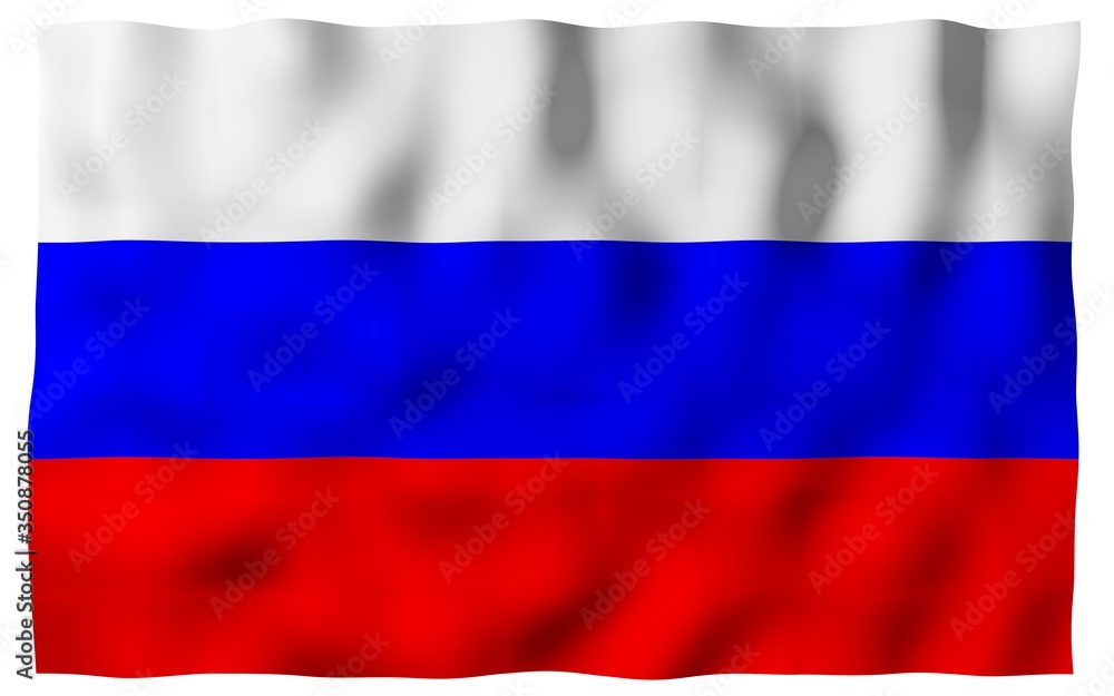 Waving flag of the Russian Federation. The National. State symbol of the Russia. 3D illustration