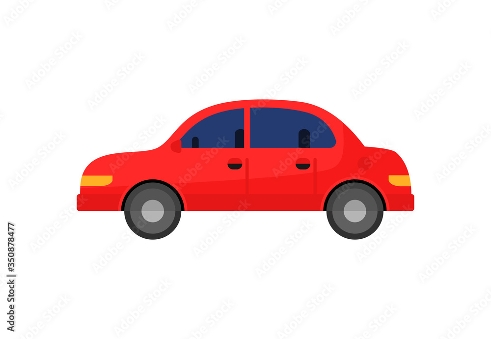 Red sedan car illustration. Auto, lifestyle, travel. Transport concept. illustration can be used for topics like road, travelling, city