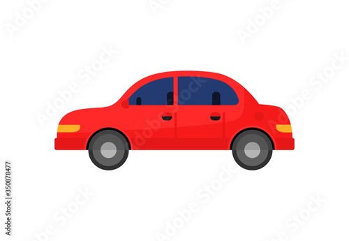Red sedan car illustration. Auto, lifestyle, travel. Transport concept. illustration can be used for topics like road, travelling, city © PCH.Vector
