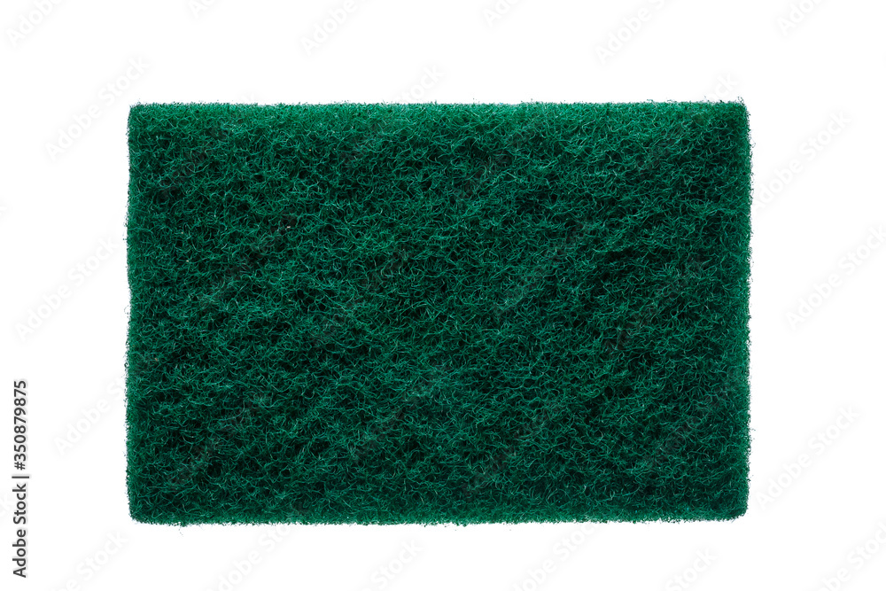 Green and blue sponge, kitchen cleaner with abrasive surface for dish washing and cleaning isolated on white background. Housekeeping and hygiene concept. Green and blue sponge, kitchen cleaner with abrasive surface for dish washing and cleaning isolated on white background. Housekeeping and hygiene concept.