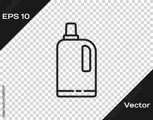 Black line Fabric softener icon isolated on transparent background. Liquid laundry detergent, conditioner, cleaning agent, bleach. Vector Illustration