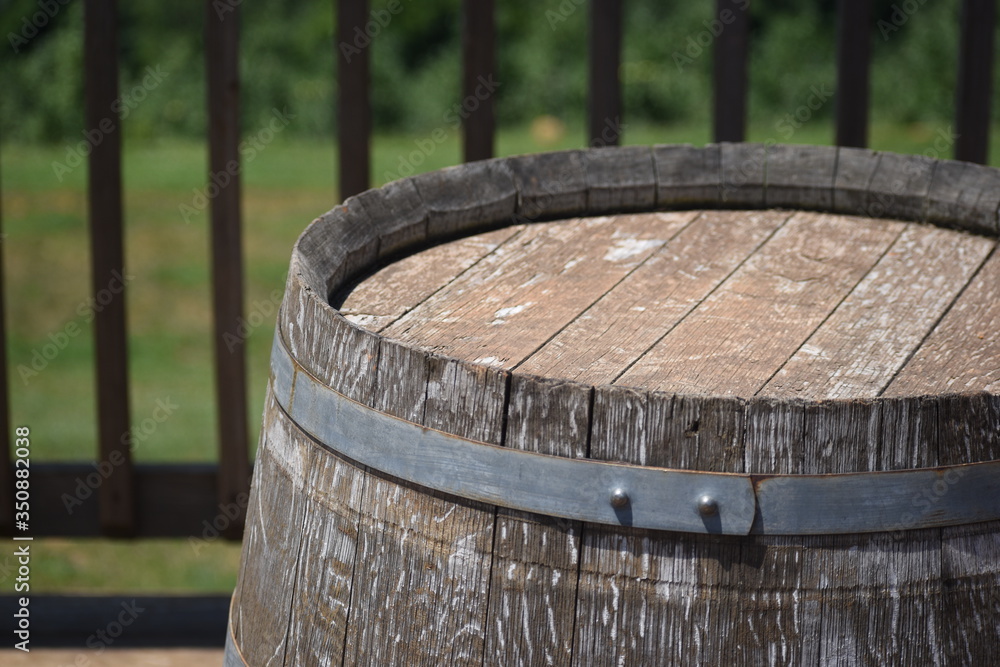 wooden barrel close up