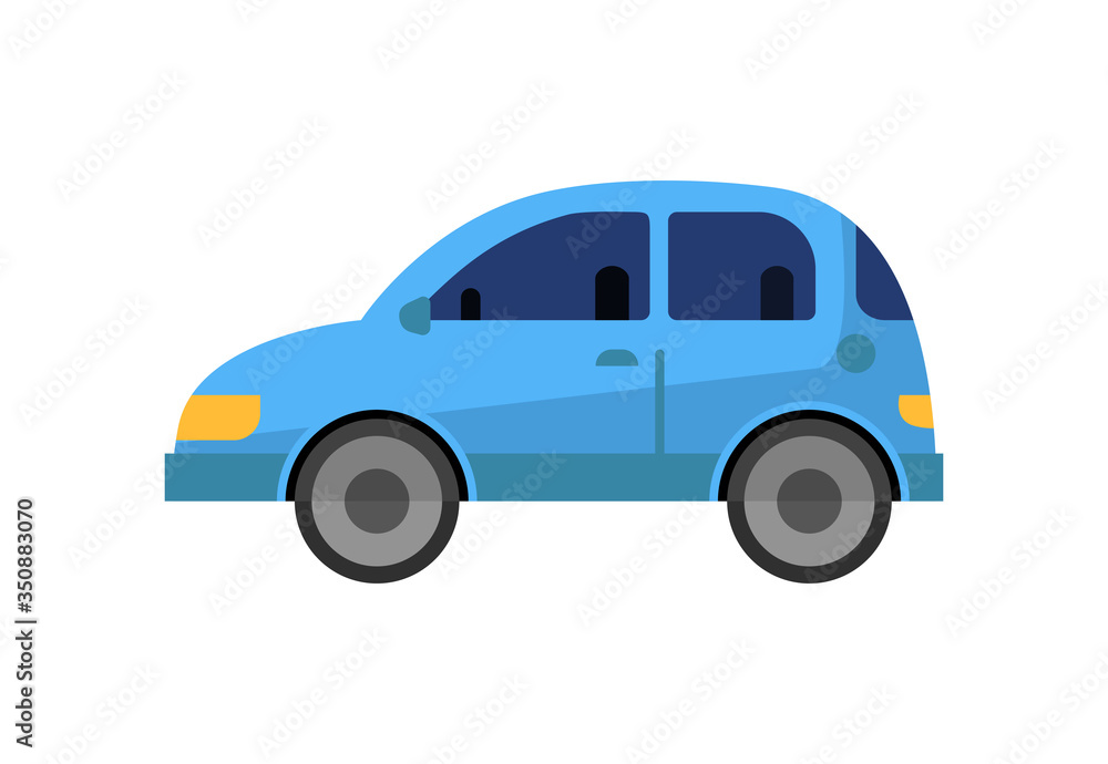 Blue car illustration. Auto, lifestyle, travel. Transport concept. illustration can be used for topics like road, travelling, city