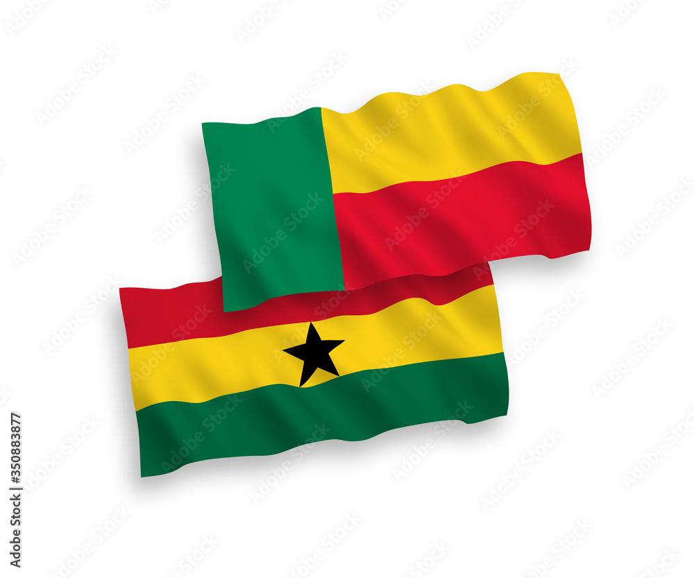 Obraz premium Flags of Ghana and Benin on a white background
