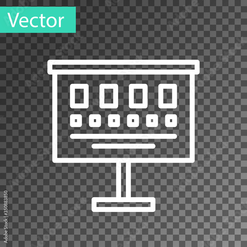 White line Eye test chart icon isolated on transparent background. Poster for vision testing in ophthalmic study. Snellen chart. Vector Illustration